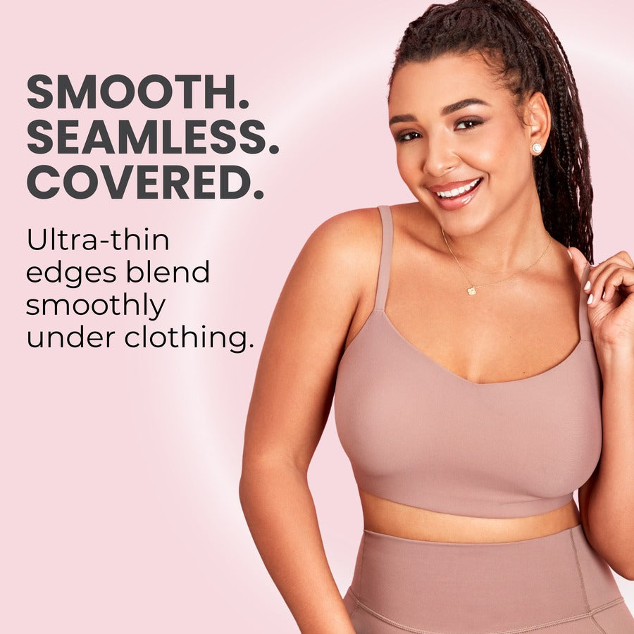 A woman wearing non-adhesive silicone insert