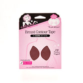 Packaging of breast contour tape for dark skin tones with a pink and black design.