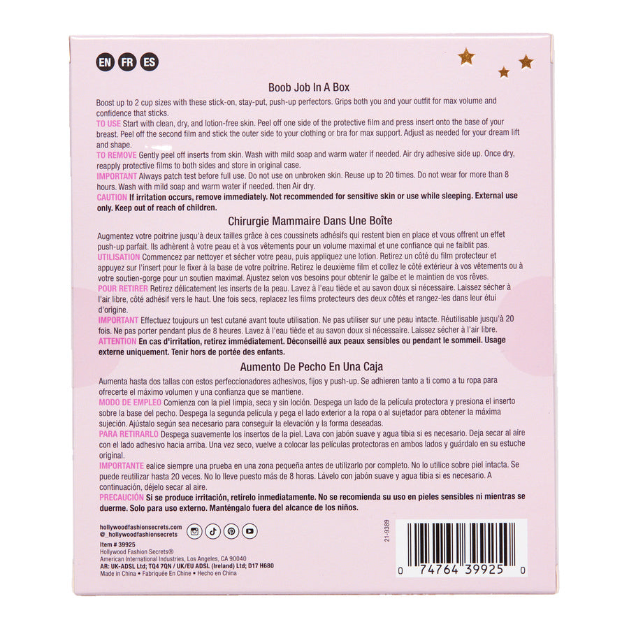 Adhesive Bra packaging from the back