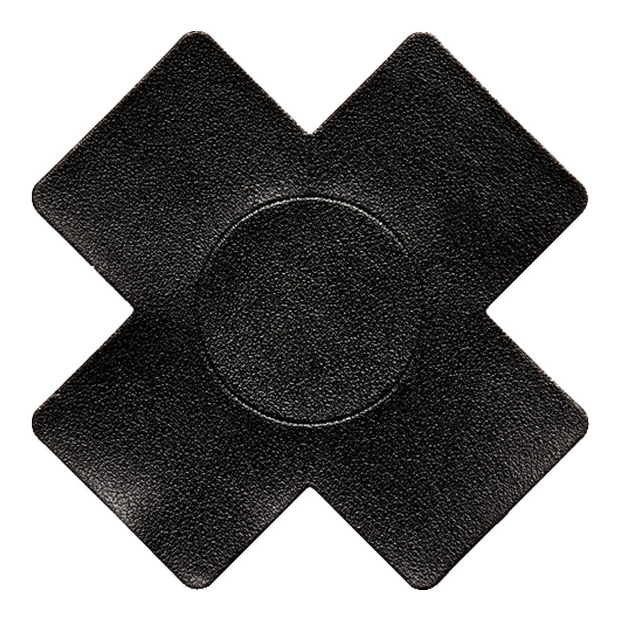 Black leather patch with a central circular cutout on a white background