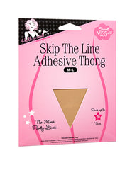 Side view of Hollywood Fashion Secrets Skip The Line Adhesive Thong M-L packaging, emphasizing invisible, no-show fit.