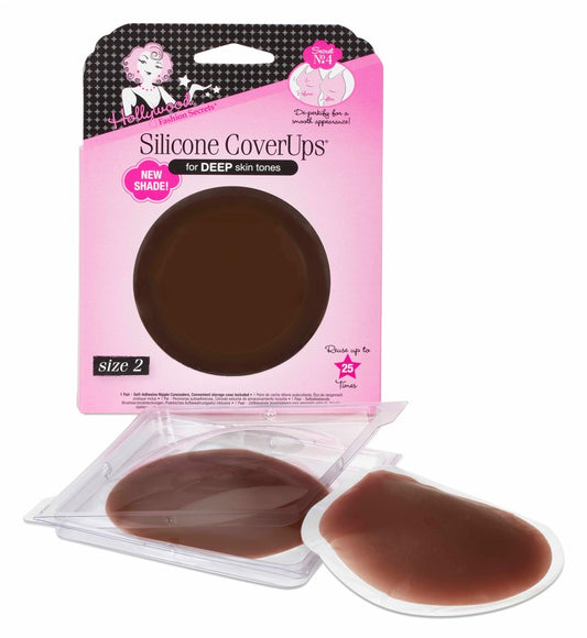 Silicone cover-ups Shade Deep in packaging with pink label on a white background