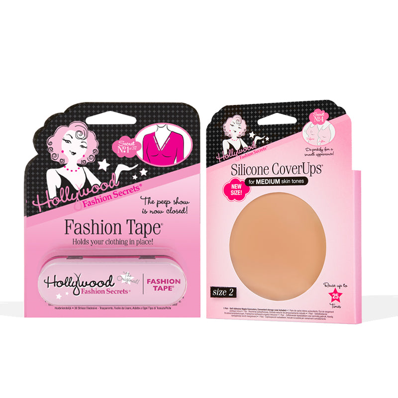 Two packages of Hollywood Fashion Secrets products on a white background