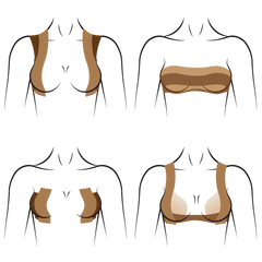 Diagram showcasing four versatile applications of fashion tape for backless, strapless, and deep-neckline outfits.