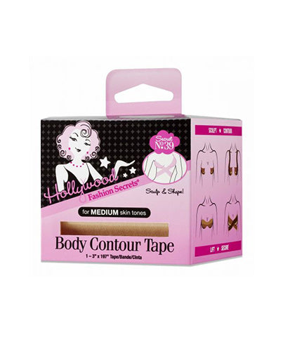 Right half-side view of the box of contour tape for body with an image its "How To use "on the side 