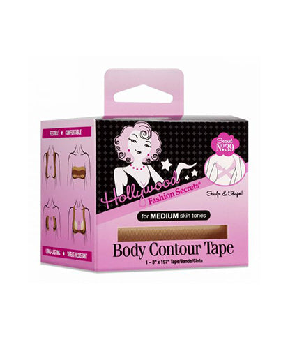 3D illustration of the body shaper tape pack with printed label text and How to  use image illustration