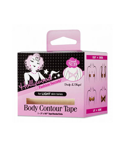 Box of contour tape for the body in 3D illustration with a glimpse of an image of proper usage