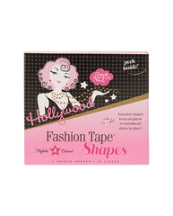 Close-up of Hollywood Fashion Secrets Fashion Tape Shapes packaging featuring four unique tape shapes.