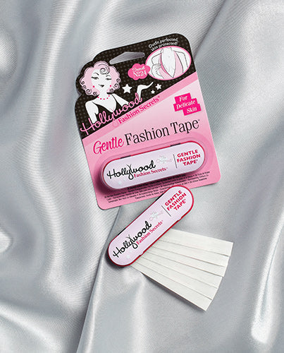 Hollywood Gentle Fashion Tape with extra strips, designed for sensitive skin and seamless outfit hold.