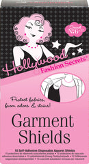 Front view of Hollywood Fashion Secrets No. 6 Garments shield pack with printed label text