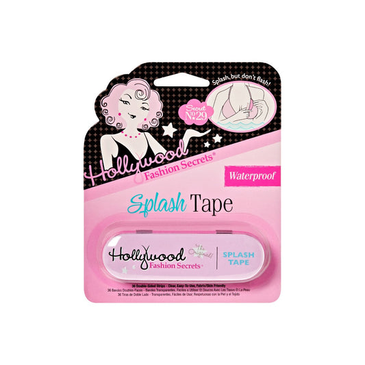 Hollywood Fashion Secrets Splash Tape provides 36 clear, waterproof, double-sided strips designed to keep swimwear and clothing securely in place.