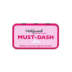 Hollywood Fashion Secrets Must-Dash tin case with ready-to-use facial wax strips for smooth skin.