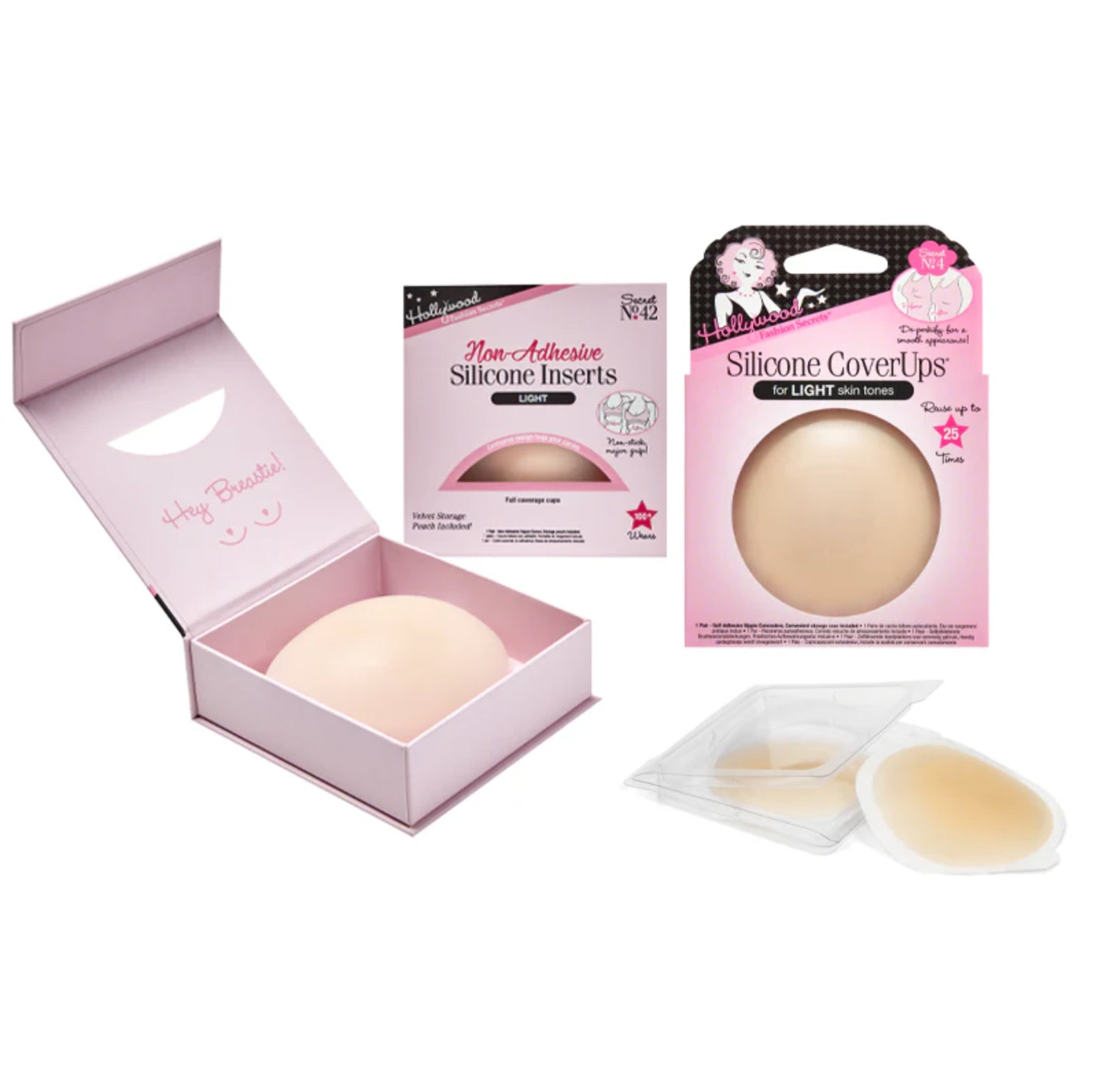 Silicone coverups with packaging on a white background