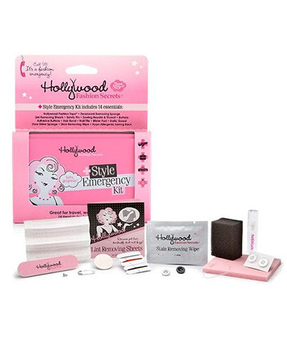 Hollywood Fashion Secrets Style Emergency Kit packaging with 14 fashion emergency essentials for on-the-go fixes.